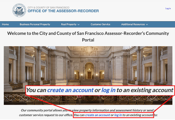 Assessor-Recorder login screen