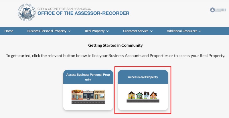 Property type selection screen